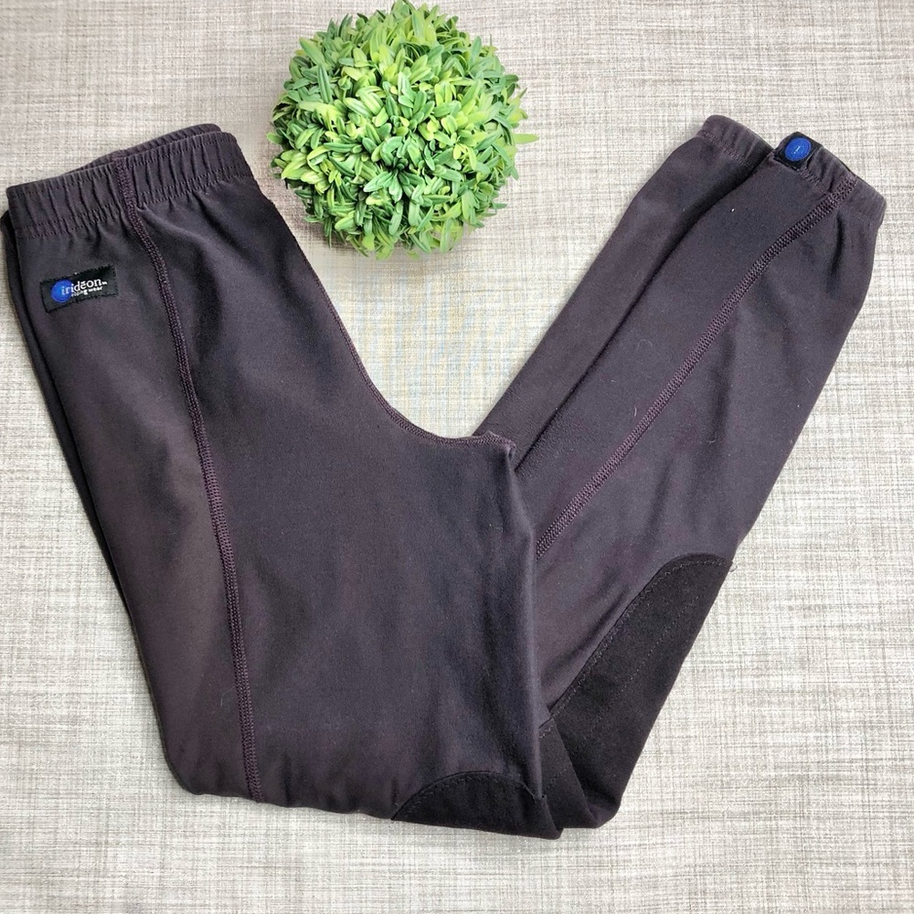 Irideon dark gray pull on riding tights/ breeches, long knee patches